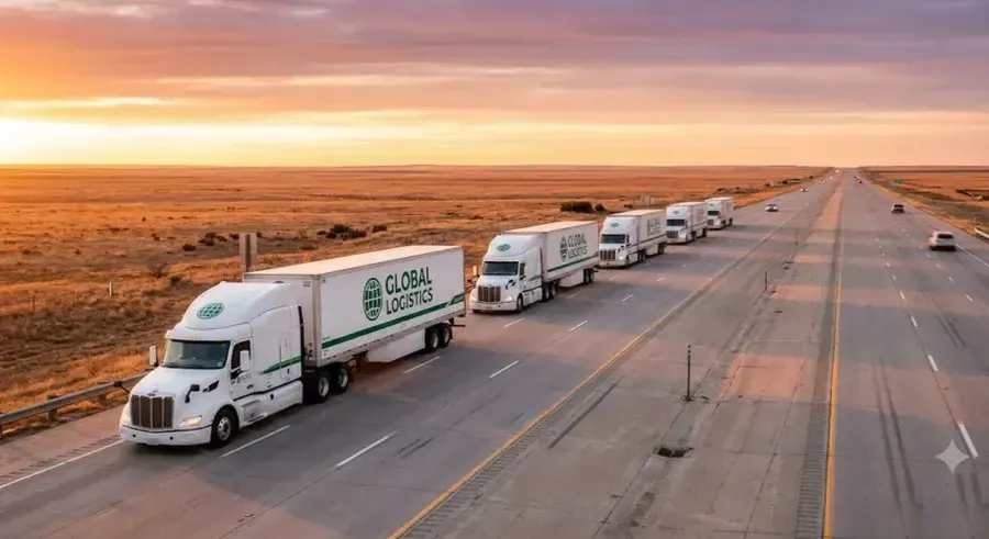 Truck fleet on highway